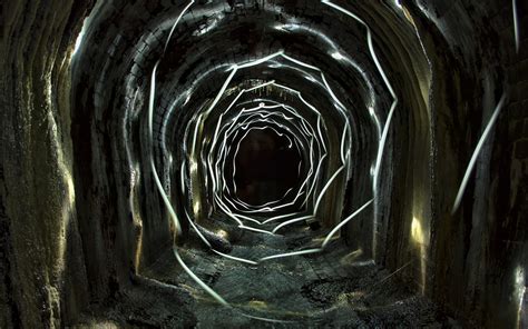 Tunnel light painting fantasy dark cave abstract landscapes wallpaper ...