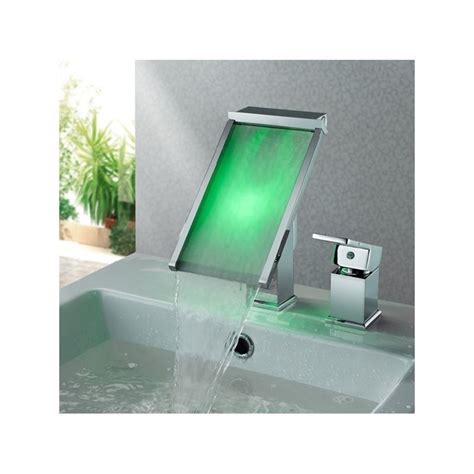 Three-Color Changing Lighted LED Glass Waterfall Faucet