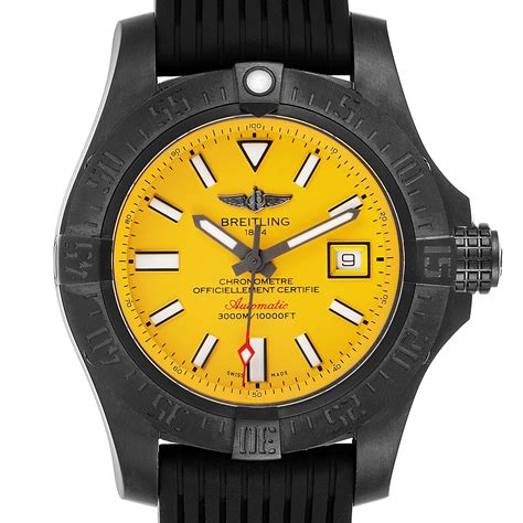 Breitling Avenger II Seawolf Cobra Yellow LE Blacksteel Watch M17331 ...