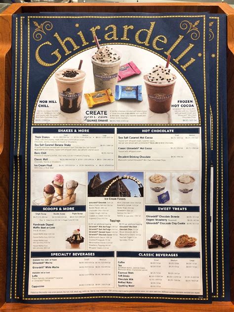 Menu at Ghirardelli Ice Cream & Chocolate Shop desserts, San Antonio