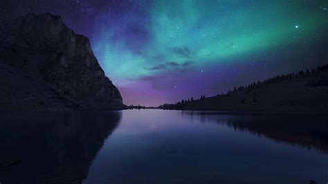 Northern Lights Aurora Borealis Over Lake UHD 4K Wallpaper | Pixelz