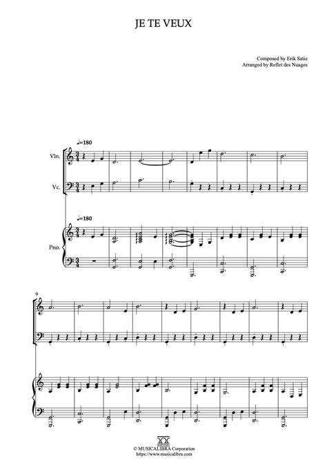 [TRIO SHEET MUSIC] Je te veux - Violin, Cello and Piano Chamber ...