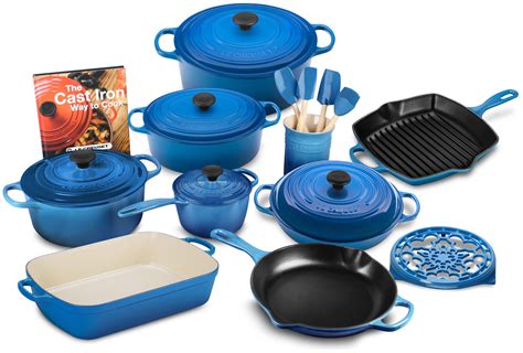 Le Creuset Signature Cast Iron Cookware Set, 20 Piece, Marseille ...