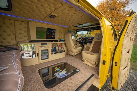 This Yellow Dodge Van's Interior Gives an 80s Vibe for When You’re ...