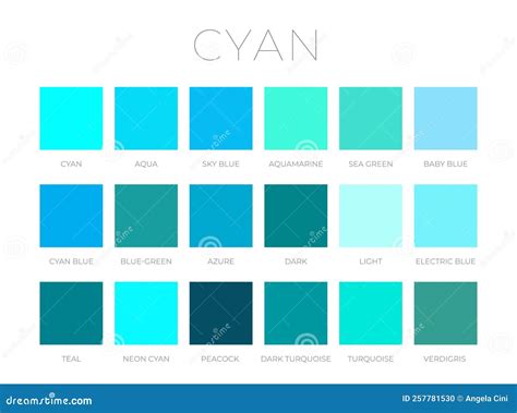 Cyan Blue Color Shades Swatches Stock Vector - Illustration of press ...