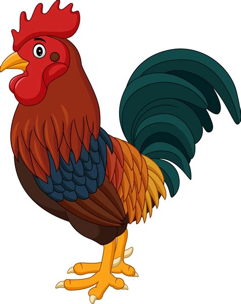 Cartoon rooster crowing isolated on white background 5162047 Vector Art ...