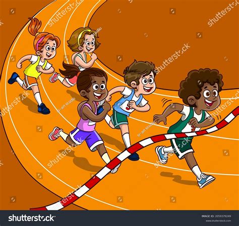 Running Race Vector Illustration Students Running Stock Vector (Royalty ...