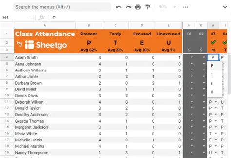 Student attendance tracker template in Google Sheets - Sheetgo Blog