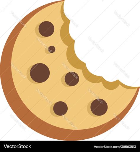 Bitten cookie icon flat isolated Royalty Free Vector Image