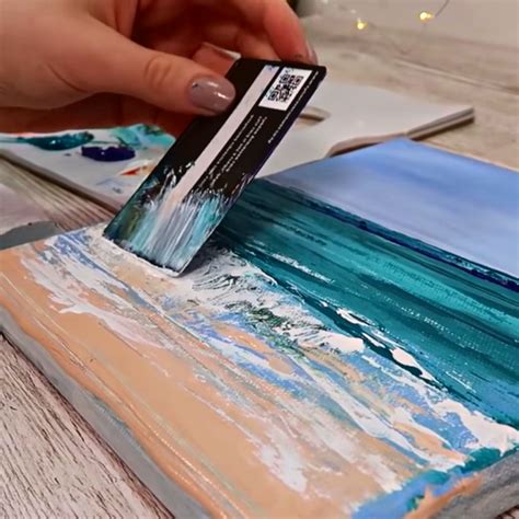 Painting Tutorial: Acrylic Ocean for Beginners (using a credit card 😉 ...