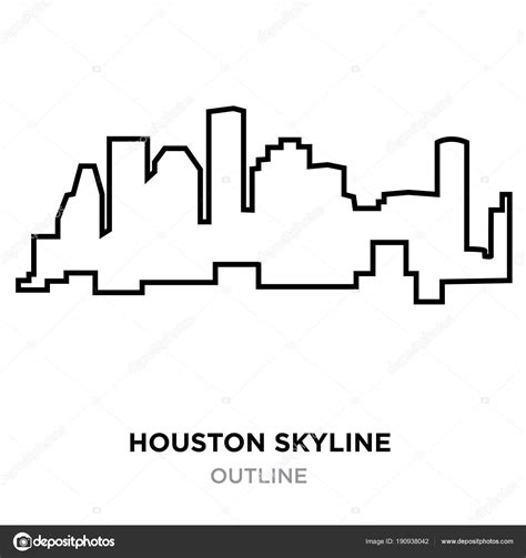 Houston skyline outline on white background, vector illustration ⬇ ...