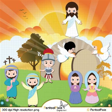 Buy Jesus Resurrection Clipart, Christianity Clipart, Easter Clipart ...