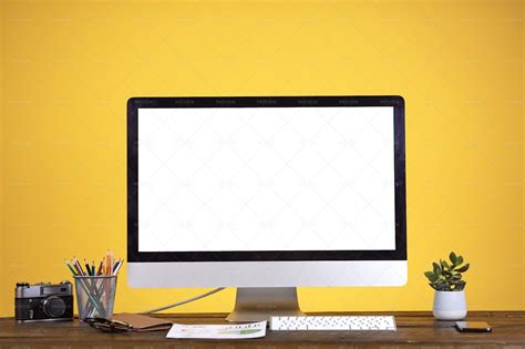 Blank Computer Screen On Yellow - Stock Photos | Motion Array