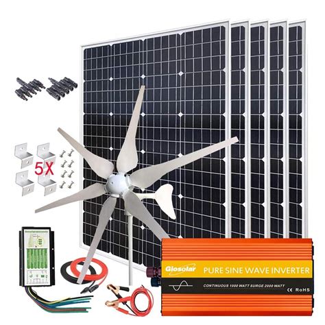 Buy 1000W Solar & Wind Power Kits Home Off-Grid System for Charging 12V ...