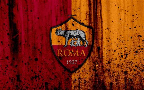 Download wallpapers AS Roma, 4k, logo, Serie A, stone texture, Roma ...