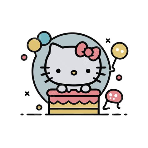 Hello Kitty In A Birthday Cake Vector, A Lineal Icon Depicting Hello ...