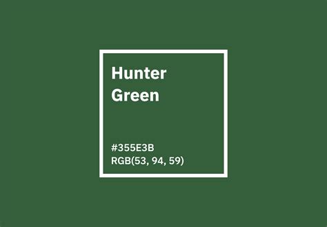 Hunter Green Color - Hex, RGB, CMYK, Pantone | Color Codes - U.S. Brand ...