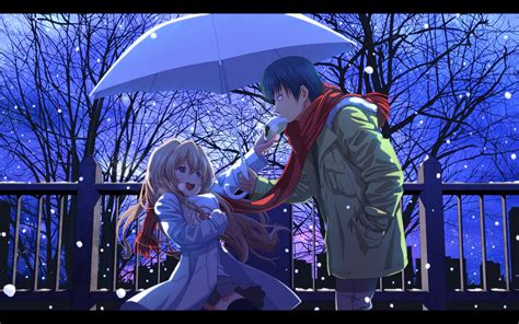 anime, Couple, Snow, Winter, Toradora!, Aisaka Taiga, Takasu Ryuuji ...