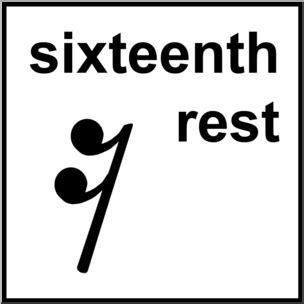 Clip Art: Music Notation: Sixteenth Rest B&W Labeled – Abcteach