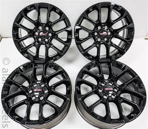 4 NEW GMC Sierra Yukon Denali Genuine GM OEM Black 22" Wheels Rims SRV ...