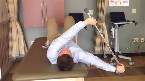 Supine Horizontal Shoulder Abduction and Adduction with cane - YouTube