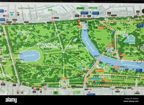 England, London, Kensington, Kensington Gardens, Map Stock Photo - Alamy