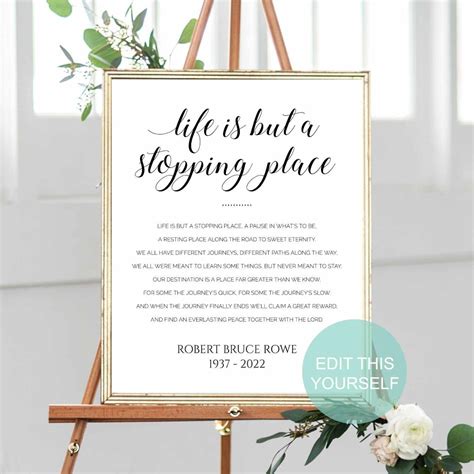 Life is but A Stopping Place Printable Memorial Service Sign - Etsy Canada