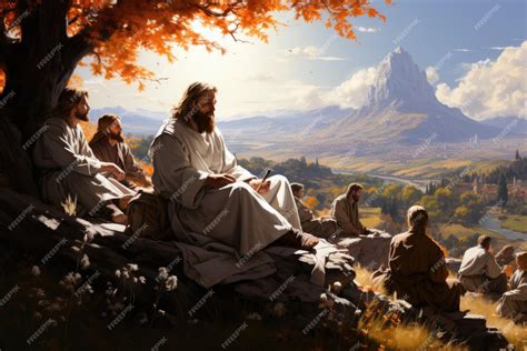 Premium AI Image | jesus christ bible holy mountain sermon