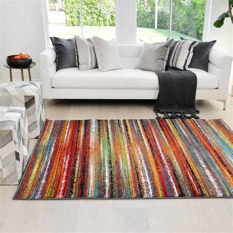 HR- Colorful Rainbow Area Rug 8x10 Modern Rug for Living Room Dcor 2020 ...