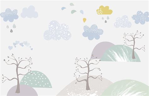 Cloud Tree Wallpaper Mural | Kid's Room Wall Mural UK