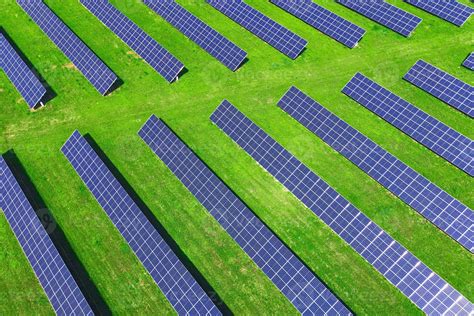 Solar panels in green field, aerial view 21793028 Stock Photo at Vecteezy