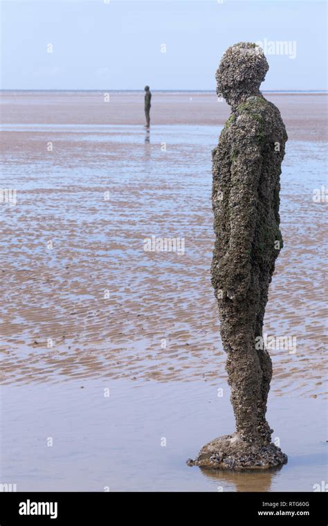 Another Place sculptures, Antony Gormley, 2007, Crosby beach, Southport ...