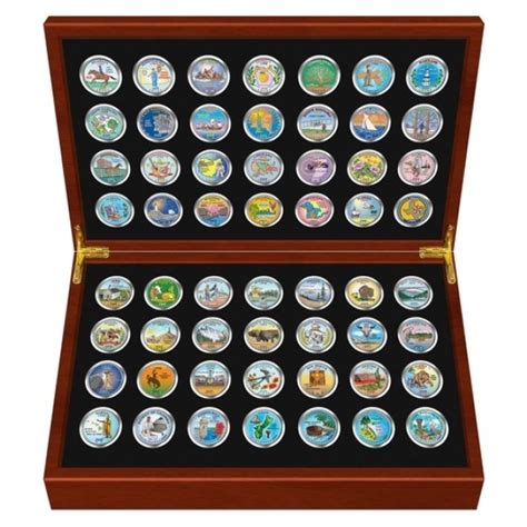 1999-2009 Complete COLORIZED Statehood Quarter 56-Coin Set in Premium ...