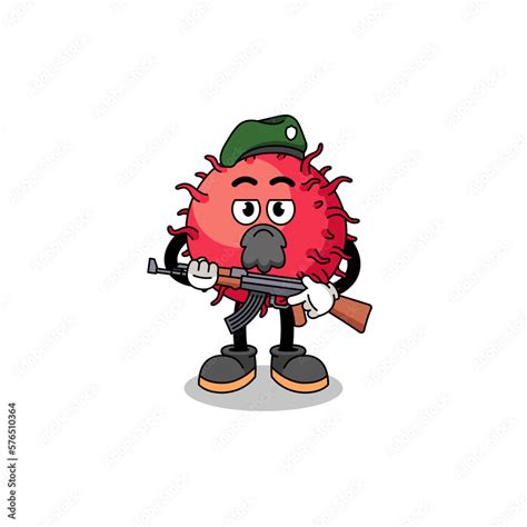 Character cartoon of rambutan fruit as a special force Stock Vector ...