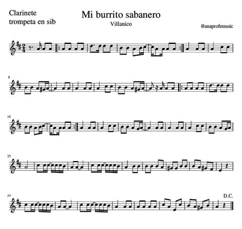 partitura mi burrito sabanero | Partituras, Partituras musicales ...