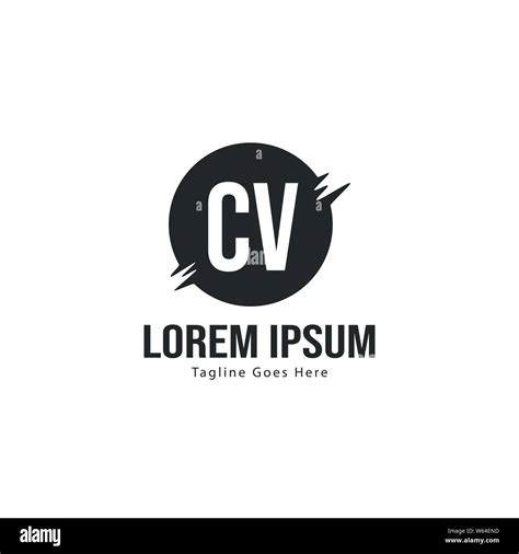 Initial CV logo template with modern frame. Minimalist CV letter logo ...