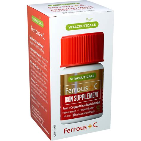 Vitaceuticals Iron Supplement Ferrous + C Hard Capsules 30 Pack ...