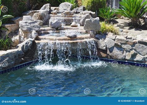 Backyard waterfall stock image. Image of beautiful, clean - 42404687