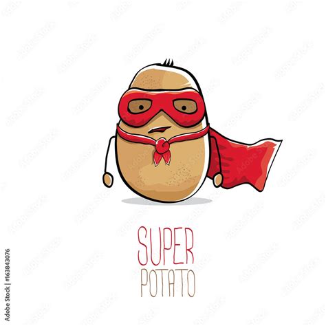 vector funny cartoon cute brown super potato Stock Vector | Adobe Stock