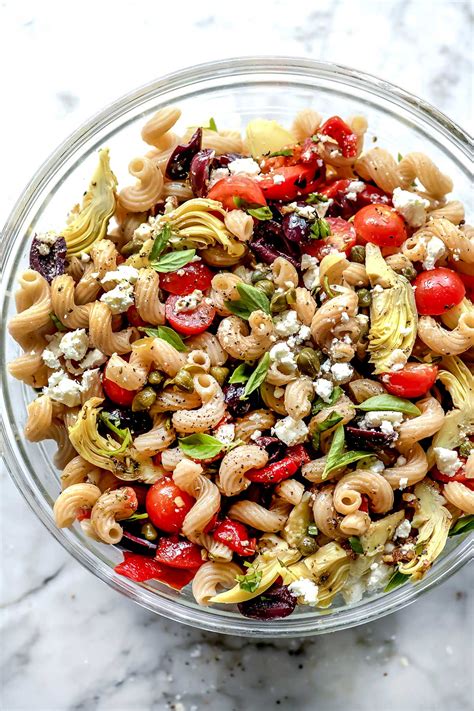 Greek Pasta Salad With Whole Wheat Noodles | foodiecrush.com