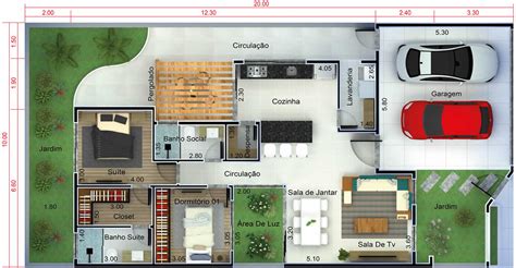 Planta de casa moderna com 2 quartos - Projetos de Casas, Modelos de ...