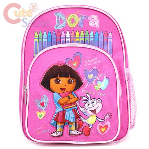 Dora The Explorer Boots School Backpack Toddler Bag 10" -Pink Crayon | eBay