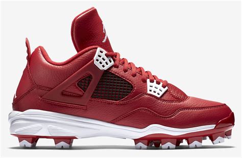 Air Jordan 4 Red White Black Cleats - Sneaker Bar Detroit