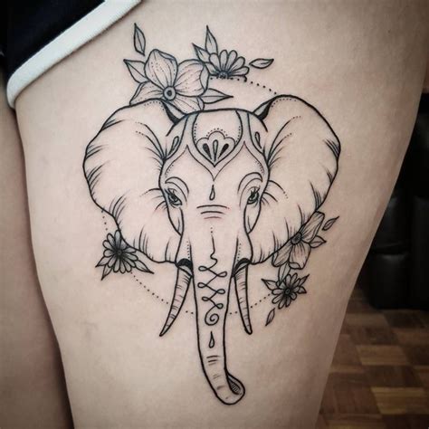 Small Elephant Tattoo Outline