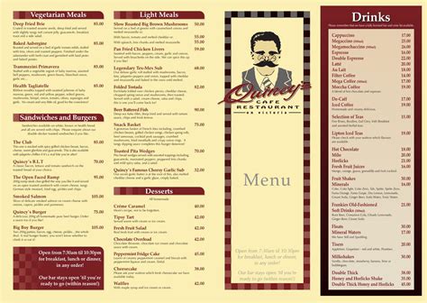 Quincy's Cafe & Restaurant Menu by Quincy's Cafe and Restaurant ...