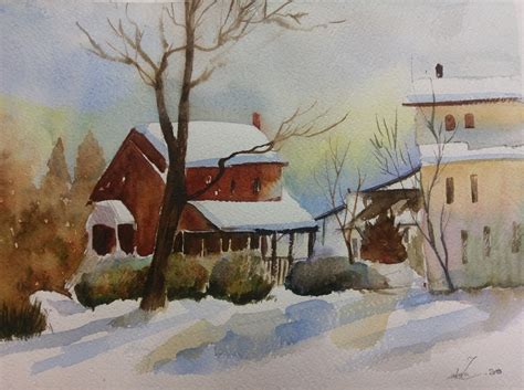 Winter In Village, Painting by Somayeh | Artmajeur