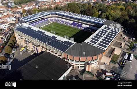 Aerial view of the Lotto Park (for sponsorship purposes), Anderlecht ...