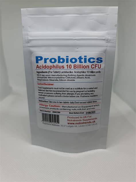 Probiotics 10 Billion Lactobacillus Acidophilus Digestive Friendly ...