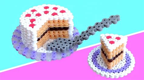 PASTEL o TARTA 3D de hama beads (perler bead) - YouTube