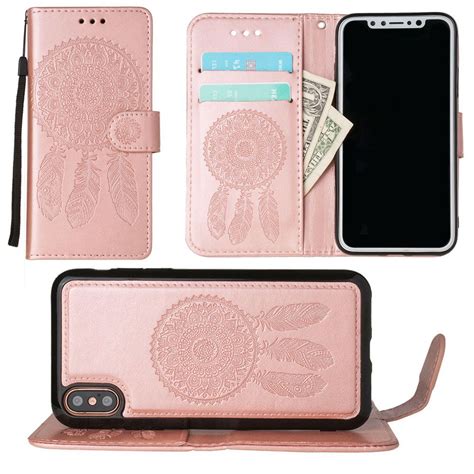 Apple iPhone X Wallet Case, Slim PU Leather Embossed Design with ...